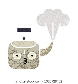 retro illustration style cartoon of a steaming kettle