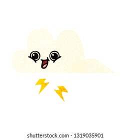 retro illustration style cartoon of a storm cloud