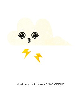 retro illustration style cartoon of a storm cloud