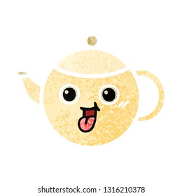 retro illustration style cartoon of a tea pot