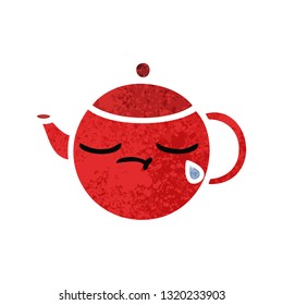 retro illustration style cartoon of a teapot