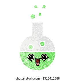 retro illustration style cartoon of a test tube