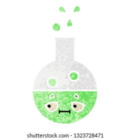 retro illustration style cartoon of a test tube