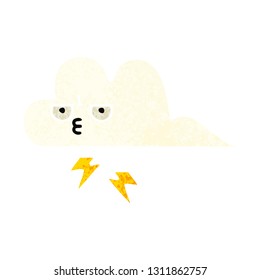 retro illustration style cartoon of a thunder cloud