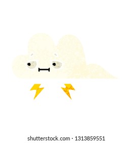 retro illustration style cartoon of a thunder cloud