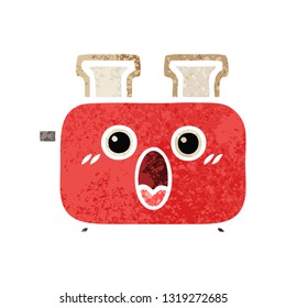 retro illustration style cartoon of a of a toaster