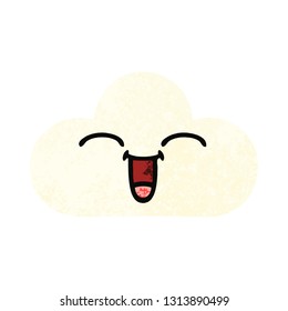 retro illustration style cartoon of a white cloud