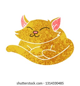 retro illustration style quirky cartoon cat