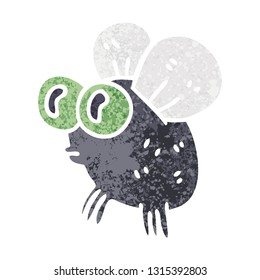 retro illustration style quirky cartoon fly