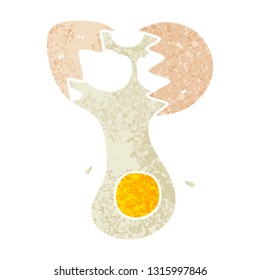 retro illustration style quirky cartoon cracked egg