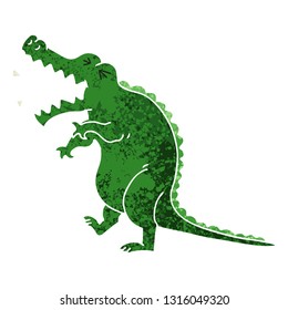 retro illustration style quirky cartoon crocodile