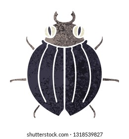 retro illustration style quirky cartoon beetle