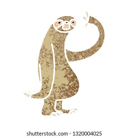 retro illustration style quirky cartoon sloth