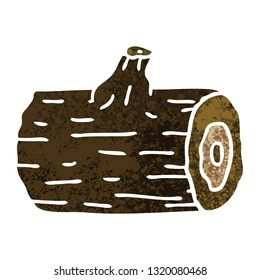 retro illustration style quirky cartoon wooden log