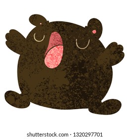 retro illustration style quirky cartoon singing bear