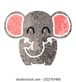 retro illustration style quirky cartoon elephant