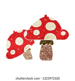 retro illustration style quirky cartoon toadstools