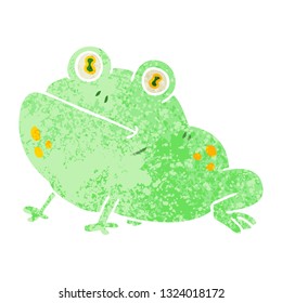 retro illustration style quirky cartoon frog