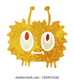 retro illustration style quirky cartoon alien creature