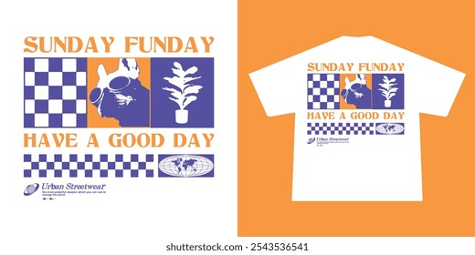 Ilustración retro del diseño de la camiseta del domingo funday, gráfico del Vector, cartel tipográfico o camisetas ropa de calle y estilo Urbana