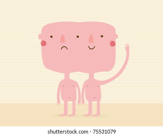 retro illustration of twin