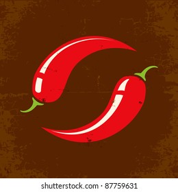 Retro illustration of two chili peppers