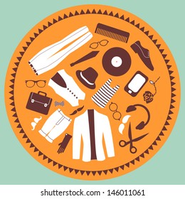 Retro illustration various elements hipster style clothing & accessories