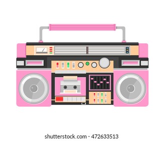 Retro Illustration vector icon of an 1980s Ghetto Blaster.