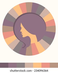 Retro illustration of woman portrait in profile.