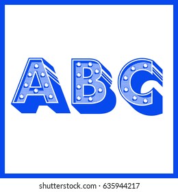 retro incandescent lightbulb typography design vector A,B,C