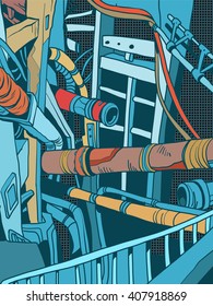 Retro industrial landscape background