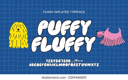 Retro Inflated Font. Funny Typeset in Y2k Graffiti Style. Vector Bubble Gum Alphabet. Cute Letters Kids Book Cartoon Aesthetic svg