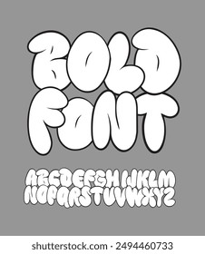 Retro Inflated Font. Funny Typeset in Y2k Graffiti Style. Vector Bubble Gum Alphabet. Cute Letters Kids Book Cartoon Aesthetic.