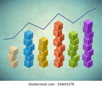 Retro Infographic With Columns Of Stacked Cubes