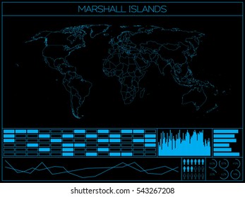 A Retro Infographic Illustration of the country of  Marshall Islands