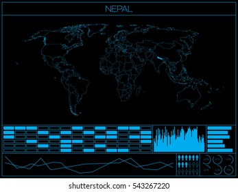 A Retro Infographic Illustration Of The Country Of  Nepal