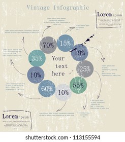 Retro infographic with ink arrows. Vector illustration EPS8