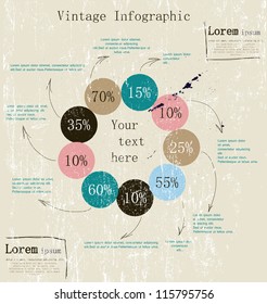 Retro infographic with ink arrows. Vector illustration EPS8