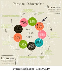Retro infographic with ink arrows. Vector illustration EPS8