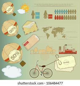 Retro Infographic - Set of elements for Presentation and Visualization - Vector Illustration