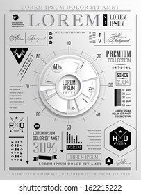 Retro infographic, typography set. World Map and Information