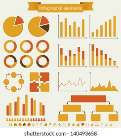 Retro infographics. Set of charts, graphs and icons - vintage details for presentation and design. Vector illustration.