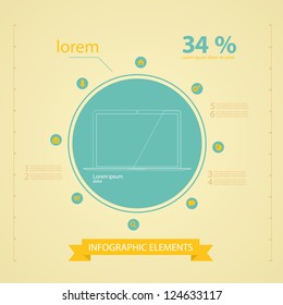 Retro infographics set, graphic or website layout vector and icons IT tehnology
