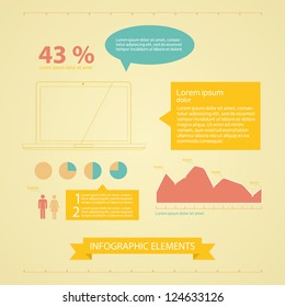 Retro infographics set, graphic or website layout vector and icons IT tehnology