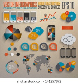 Retro infographics set. Map and Information elements.