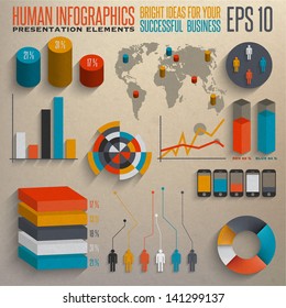 Retro infographics set. Map and Information elements.