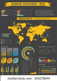 Retro infographics set. World Map and Information Graphics