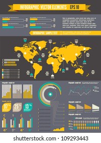 Retro infographics set. World Map and Information Graphics