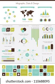 Retro infographics set. World Map and Information Graphics