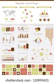 Retro infographics set. World Map and Information Graphics